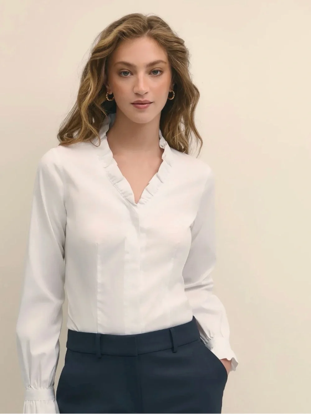 Brooks Brothers 346 White Ruffled Button-Front Blouse - Picture 10 of 10